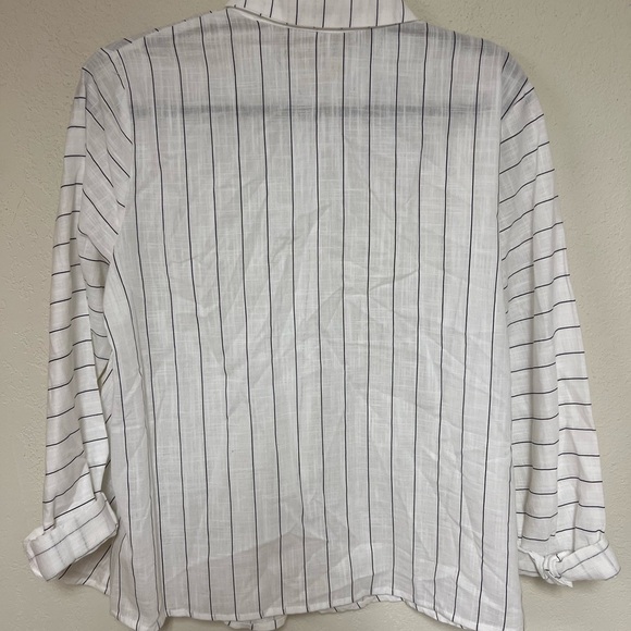 Classic White Striped women’s button down eri + Ali for Anthropologie - Picture 6 of 7